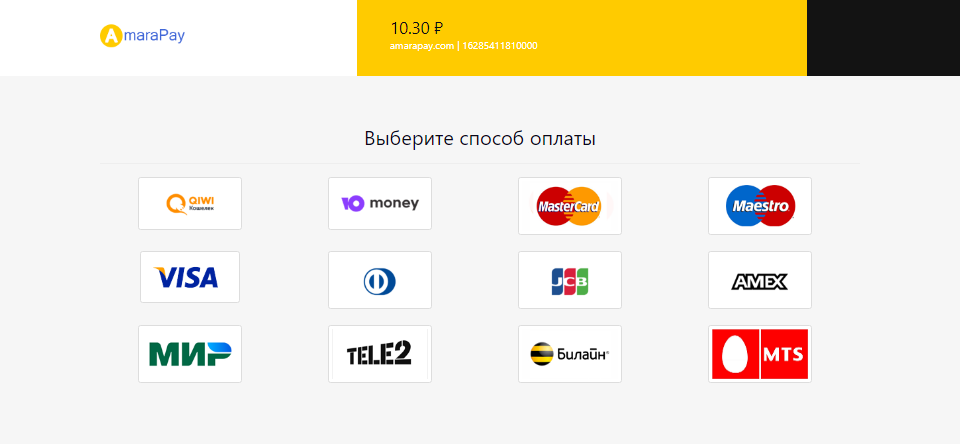 Скриншот страницы оплаты